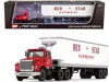 First Gear Ford Lt-9000 Day Cab With Vintage 40' Dry Goods Tandem-axle Trailer Red And White "red Star Express"