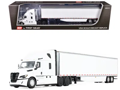 First Gear Freightliner 5th Gen Cascadia Raised Roof Sleeper & 53' Utility Trailer White 1/64 Diecast Dcp/first