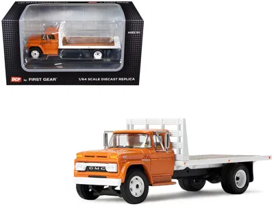 First Gear Gmc 4000 Flatbed Truck Omaha Orange 1/64 Diecast Model By Dcp/