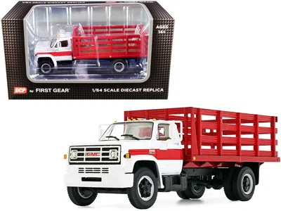 First Gear Gmc 6500 Stake Truck White & Red 1-64 Scale Diecast Model Car