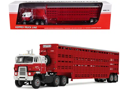 First Gear International Transtar Coe And 45' Wilson Vintage Livestock Trailer "koppes Truck Line" Red And Whit