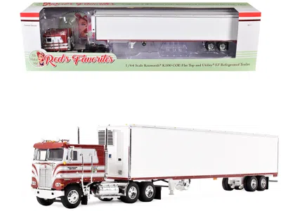 First Gear Kenworth K100 Coe Flat Top And 53' Utility Trailer With Reefer "red's Favorites - Jim Skrinar" Red W