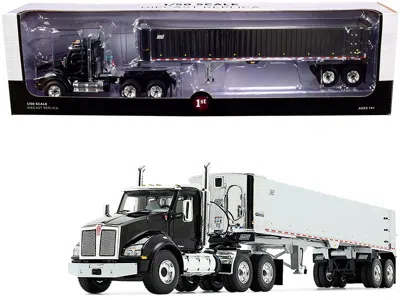 First Gear Kenworth T880 Day Cab With East Genesis End Dump Trailer Black And Chrome 1/50 Diecast Model By Firs