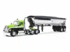 First Gear Kenworth W990 Day Cab And Mac Half-round Tandem-axle Dump Trailer Lime Green And Black 1/64 Diecast