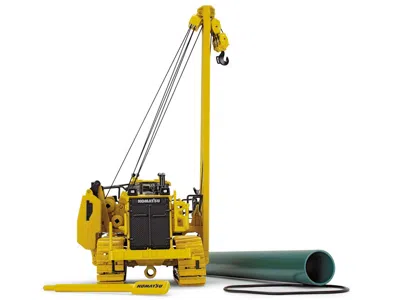 First Gear Komatsu D155cx-8 With K170 Pipelayer Yellow With Accessories 1/50 Diecast Model By