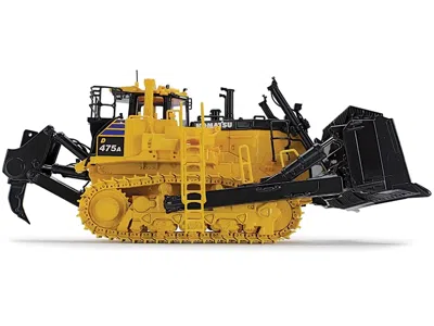 First Gear Komatsu D475a-8 Dozer With Ripper Yellow 1/50 Diecast Model By
