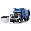 First Gear Mack Lr Refuse Garbage Truck With Mcneilus Meridian Front Loader White And Blue With Trash Bin 1/64