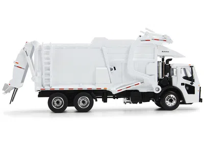 First Gear Mack Lr Refuse Garbage Truck With Mcneilus Meridian Front Loader White With Trash Bin 1/64 Diecast M