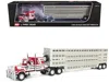 First Gear Mack Super-liner With 60" Flat Top Sleeper And 45' Wilson Vintage Livestock Trailer Red With White A In White