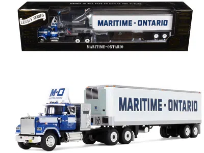 First Gear Mack Super-liner With 36" Vintage Sleeper And 40' Vintage Trailer With Reefer "maritime-ontario" Blu
