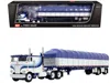 First Gear Peterbilt 352 Coe 110" Sleeper And 53â€ Wilson Roadbrute Flatbed Trailer With Covered Wagon White Wi In Blue