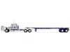 First Gear Peterbilt 359 With 36" Flat Top Sleeper And 48' Utility Flatbed Trailer White With Blue And Red Stri