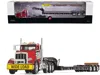 First Gear Peterbilt 367 Day Cab Cola Red And Talbert 55sa Tri-axle Lowboy Trailer Black 1/50 Diecast Model By