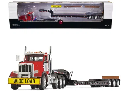 FIRST GEAR PETERBILT 367 DAY CAB COLA RED AND TALBERT 55SA TRI-AXLE LOWBOY TRAILER BLACK 1/50 DIECAST MODEL BY 