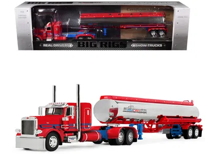 First Gear Peterbilt 389 36" Flat Top Sleeper Heil Fuel Tank Trailer Sancken Custom Truck By Amcan Red Big Rigs