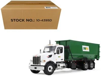 First Gear Peterbilt 567 Refuse Garbage Truck With 40 Yard Roll-off Container "waste Management" White And Gree