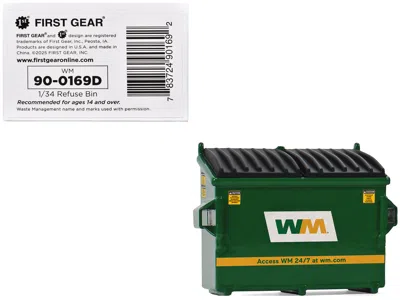First Gear Refuse Trash Bin "waste Management" Green Version D 1/34 Diecast Model By