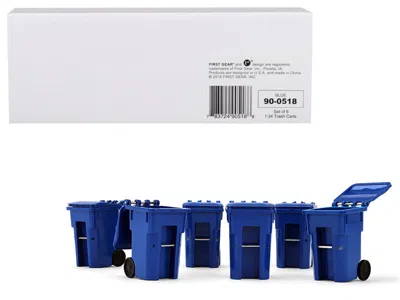 First Gear 1 By 34 Scale Plastic Collectible Blue Trash Carts - Set Of 6