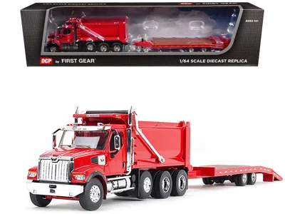 First Gear Western Star 49x Truck With Ox Bodies Dump & Beaver Tail Trailer Viper Red 1/64 Diecast Model By Dcp