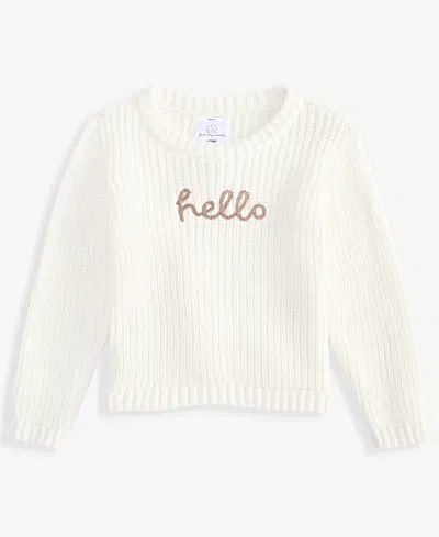 First Impressions Baby 0m-24m Mix & Match Long-sleeve Cotton Hello Sweater, Macy's Exclusive In White