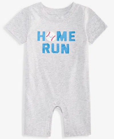 First Impressions Baby Boys' 0m-24m Home Run Cotton Sunsuit, Macy's Exclusive In Gray