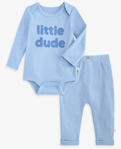 First Impressions Baby Boys' 0m-24m Little Dude Bodysuit And Leggings, 2-piece Set, Macy's Exclusive In Teton Blue