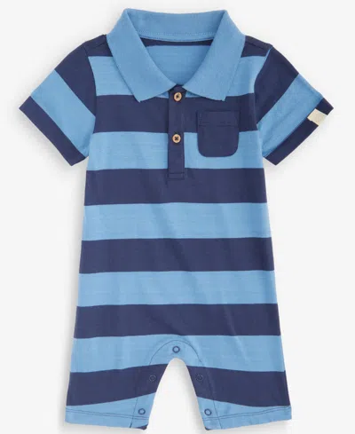 First Impressions Baby Boys' 0m-24m Rugby Stripe Cotton Sunsuit, Macy's Exclusive In Blue