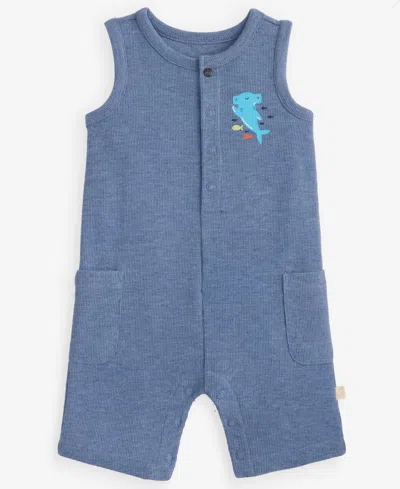 First Impressions Baby Boys' 0m-24m Shark Waffle Sunsuit, Macy's Exclusive In Blue