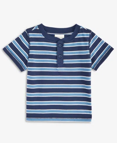 First Impressions Baby Boys 3-24 Month Short-sleeve Henley T-shirt, Exclusively At Macy's In Blue