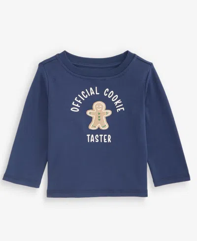First Impressions Baby Boys' 3m-24m Mix & Match Long-sleeve Cookie Taster T-shirt, Macy's Exclusive In Navy Nautical