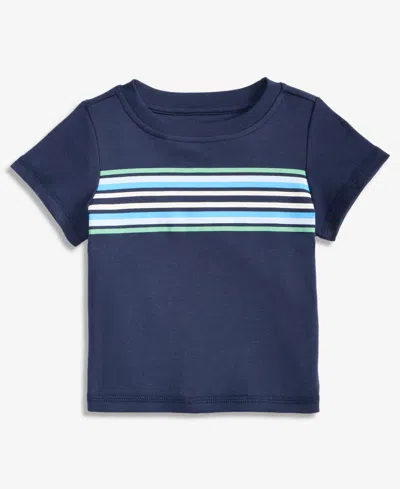First Impressions Baby Boys' 3m-24m Mix And Match Placed-stripe T-shirt, Macy's Exclusive In Blue