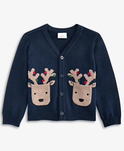 First Impressions Baby Boys' 3m-24m Mix & Match Reindeer Cotton Cardigan, Macy's Exclusive In Navy