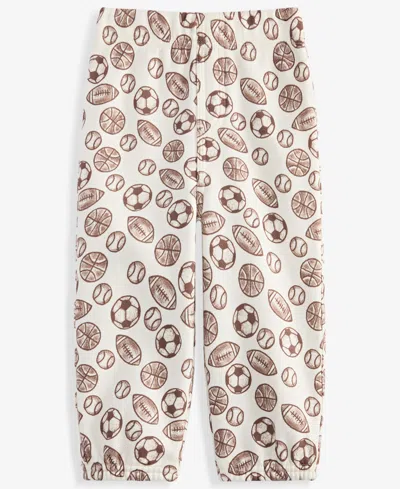 First Impressions Baby Boys' 3m-24m Mix & Match Sports-print Fleece Jogger Pants, Macy's Exclusive In Neutral