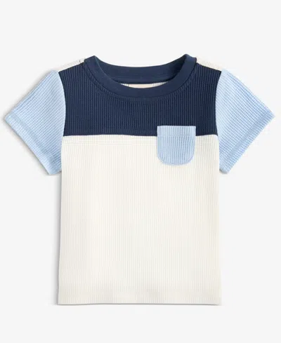 First Impressions Baby Boys' 3m-24m Mix And Match Waffle Colorblocked T-shirt, Macy's Exclusive In Blue