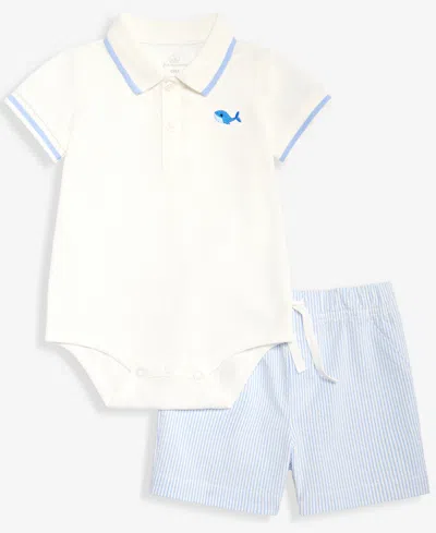 First Impressions Baby Boys' 3m-24m Polo Bodysuit & Seersucker Shorts, 2-piece Set, Macy's Exclusive In White