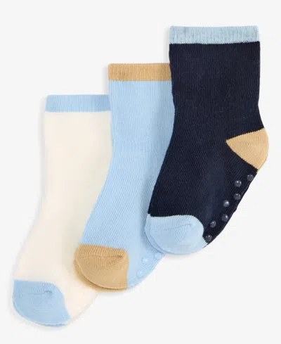First Impressions Kids' Baby Boys' 3-pack Non-slip Cotton-blend Crew Socks, Macy's Exclusive In Multi