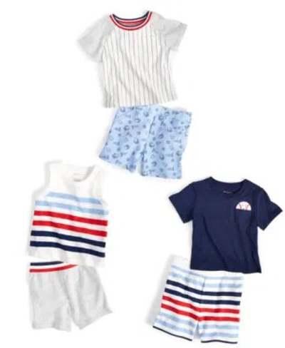 First Impressions Baby Boys Baseball T Shirt Striped Shirts Shorts Created For Macys In Slate Heather