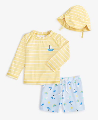 First Impressions Baby Boys Boat Ride Top, Hat & Swim Shorts, 3 Piece Set, Exclusively At Macy's In Snapdragon