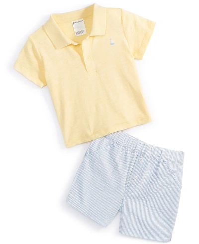 First Impressions Baby Boys Collared Shirt And Seersucker Shorts, 2 Piece Set, Created For Macy's In Blue Whisper