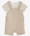First Impressions Baby Boys Cotton Tonal Leaf-print Bodysuit & Shortall, 2 Piece Set, Exclusively At Macy's