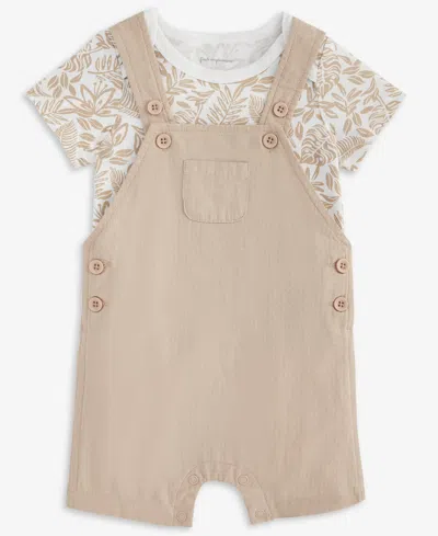 First Impressions Baby Boys Cotton Tonal Leaf-print Bodysuit & Shortall, 2 Piece Set, Exclusively At Macy's