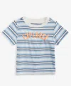 First Impressions Baby Boys Explorer Graphic Striped T-shirt, Exclusively At Macy's In Angel Whit