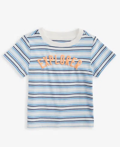First Impressions Baby Boys Explorer Graphic Striped T-shirt, Exclusively At Macy's In Angel Whit