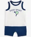 First Impressions Baby Boys Good Sport Graphic Sunsuit, Exclusively At Macy's In Angel Whit