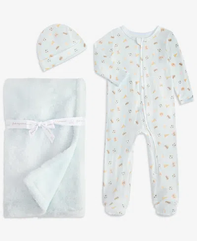 First Impressions Baby Boys' Hat, Coverall And Blanket, 3-piece Set, Macy's Exclusive In Blue