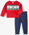 First Impressions Baby Boys Holiday Fair Isle Sweater & Pants, 2-piece Set, Macy's Exclusive In Multi
