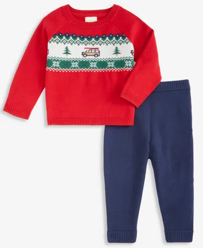 First Impressions Baby Boys Holiday Fair Isle Sweater & Pants, 2-piece Set, Macy's Exclusive In Multi