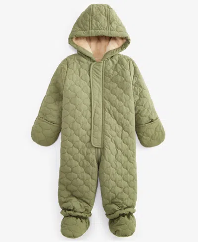 First Impressions Baby Girls And Boys Hooded Quilted Footed Snowsuit, Created For Macy's In Aged Pine