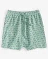 First Impressions Baby Boys Little Footprint Printed Shorts, Created For Macy's In Fade Moss