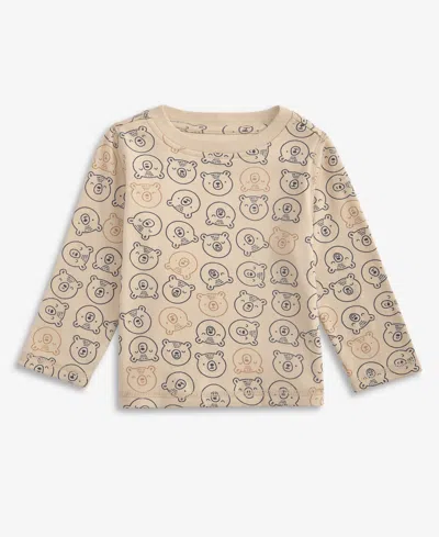 First Impressions Baby Boys Long-sleeve Bear-print T-shirt, Macy's Exclusive In Brown